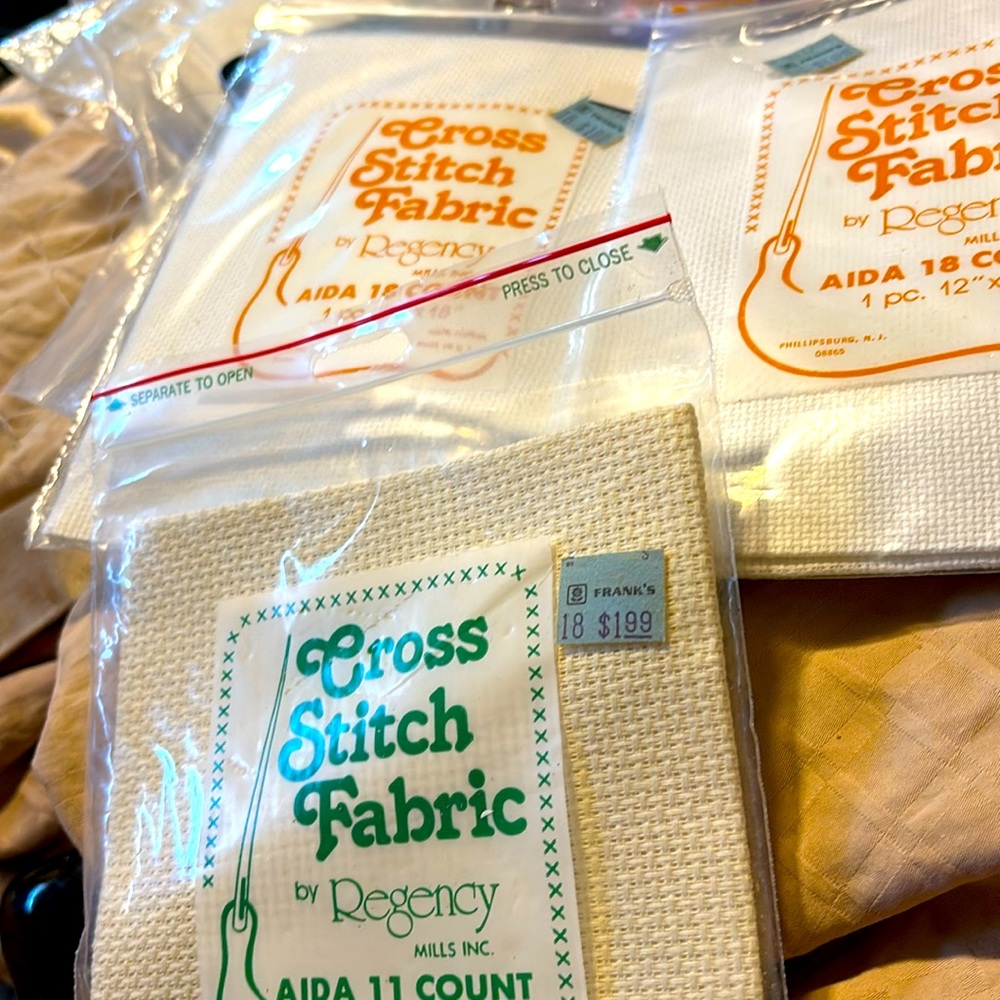 New vintage cross stitch fabric by Regency 18 count(2) and 1 11count all 12”x18”